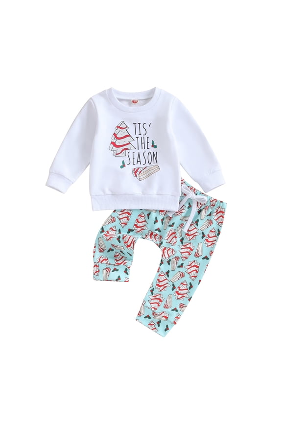 0-3Y Toddler Baby Boys Girls Christmas Clothes Sets 6M 12M 18M 24M 3Y Long Sleeve Xmas Tree Sweatshirt Tops Drawstring Pants