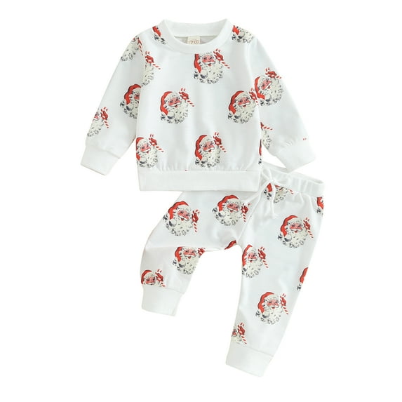 0-3Y Toddler Baby Girl Christmas Outfit 6M 12M 18M 24M 3Y Long Sleeve Santa Claus Sweatshirt Top Pant Sets Baby Fall Clothes