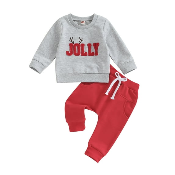 0-3Y Toddler Baby Girls Boys Christmas Clothes Sets 6M 12M 18M 24M 3Y 2pcs Letter Embroidery Long Sleeve Sweatshirts Pants