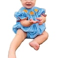 thumbnail image 1 of 0-3Years Baby Girl Halloween Outfits Pumpkin Plaid Bubble Romper Short Puff Sleeve Bodysuit Cute One Piece Clothes, 1 of 1