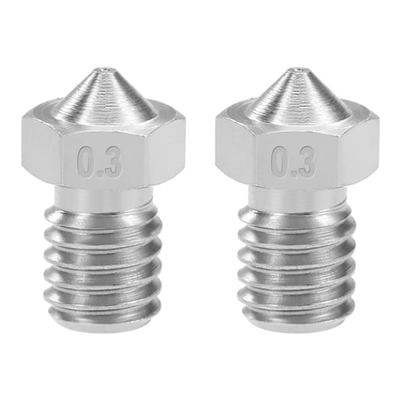 0.3mm 3D Printer Nozzle Head M6 Thread for V5 V6 1.75mm Extruder Print, Stainless Steel 2pcs