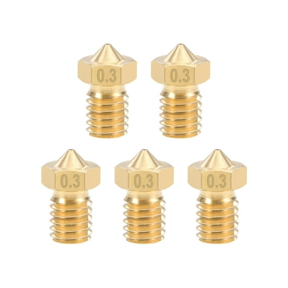 0.3mm 3D Printer Nozzle Head M6 Thread for V5 V6 2mm Extruder Print, Brass 5pcs