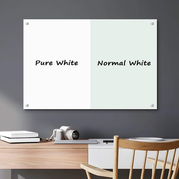 0.3mm Reinforced Metal Backing Glass White Board for Wall, 36" x 24" Large Pure White Tempered Glass Board with Frameless Design, 3' x 2' Big Dry Erase Board for Home, Office, School