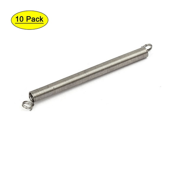 0.3mmx3mmx40mm 304 Stainless Steel Tension Springs Silver Tone 10Pcs