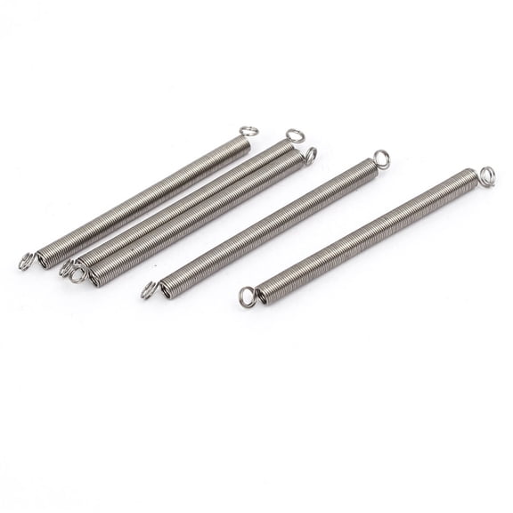 0.3mmx3mmx45mm 304 Stainless Steel Tension Springs Silver Tone 5Pcs