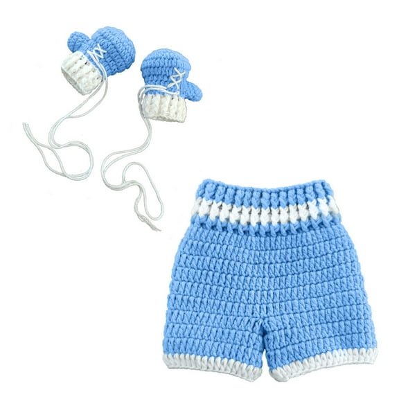 0-3month Baby Crochet Boxing Suit Photography Props Shoot Newborn Photo Cool