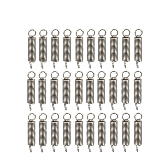 0.3x2x10mm Stainless Steel Small Dual Hook Tension Spring, 100pcs