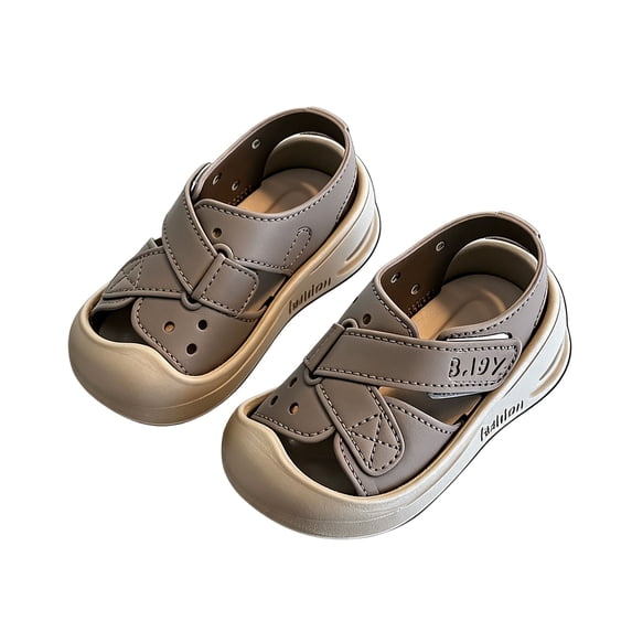 (0-4.5Years) Boys Girls Closed Toe Sandals Soft Sole Anti-Collision Summer Non-Slip Beach First Walker Shoes for Toddler Kids Khaki 10 Little Kids(29)