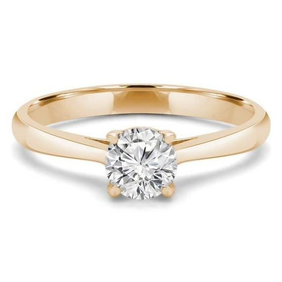 0.4 CT Round Diamond 4-Prong Solitaire Engagement Ring in 14K Yellow Gold - Size 8
