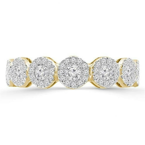 0.4 CTW Round Diamond Multi Halo Cocktail Ring in 14K Yellow Gold - Size 3