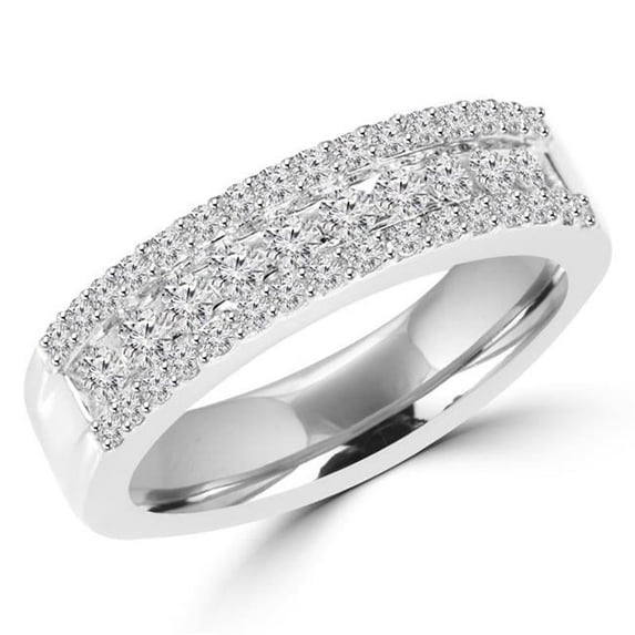 0.4 CTW Round Diamond Semi-Eternity Wedding Band Ring in 14K White Gold - Size 3