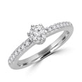 thumbnail image 1 of 0.4 CTW Round Diamond Solitaire with Accents Engagement Ring in 14K White Gold - Size 5.75, 1 of 1