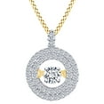 thumbnail image 1 of AFFY 0.4 Carat (Ctw) Round Shape White Natural Dancing Diamond Halo Pendant Necklace In 14k Solid Yellow Gold, 1 of 1