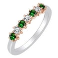 thumbnail image 1 of AFFY 0.4 Carat (Ctw) Simulated Emerald & White Natural Diamond Eternity Wedding Band Ring In 14k Solid White Gold Ring Size-6.5, 1 of 1