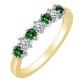 thumbnail image 1 of AFFY 0.4 Carat (Ctw) Simulated Emerald & White Natural Diamond Eternity Wedding Band Ring In 14k Solid Yellow Gold Ring Size-8, 1 of 1