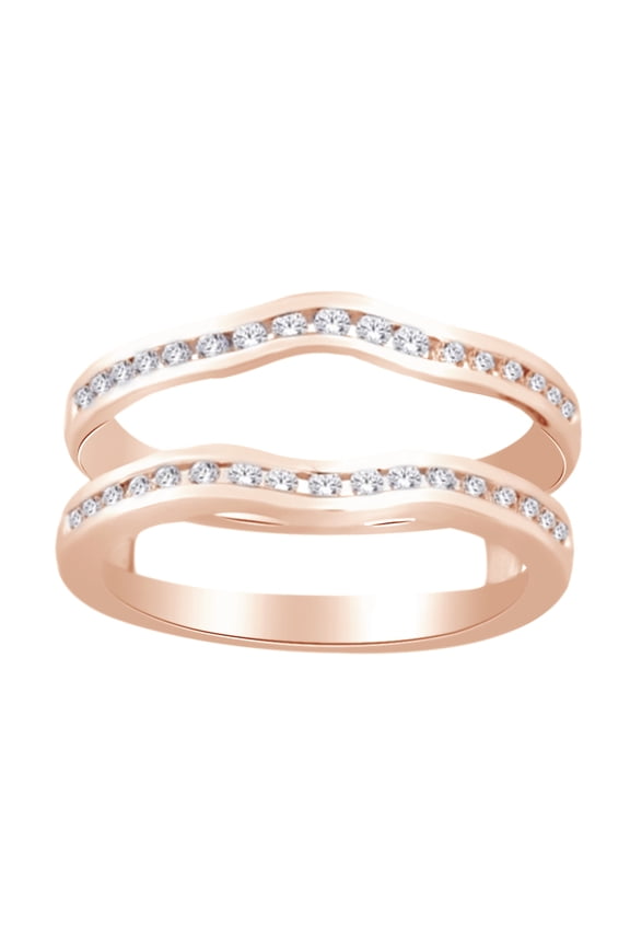 (0.4 Cttw) Round Cut White Diamond Ring Guard Enhancer In 14K Solid Rose Gold