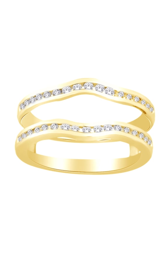 (0.4 Cttw) Round Cut White Diamond Ring Guard Enhancer In 14K Solid Yellow Gold