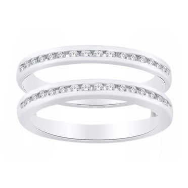 (0.4 Cttw) Round White Diamond Ring Guard Enhancer In 14K Solid White Gold