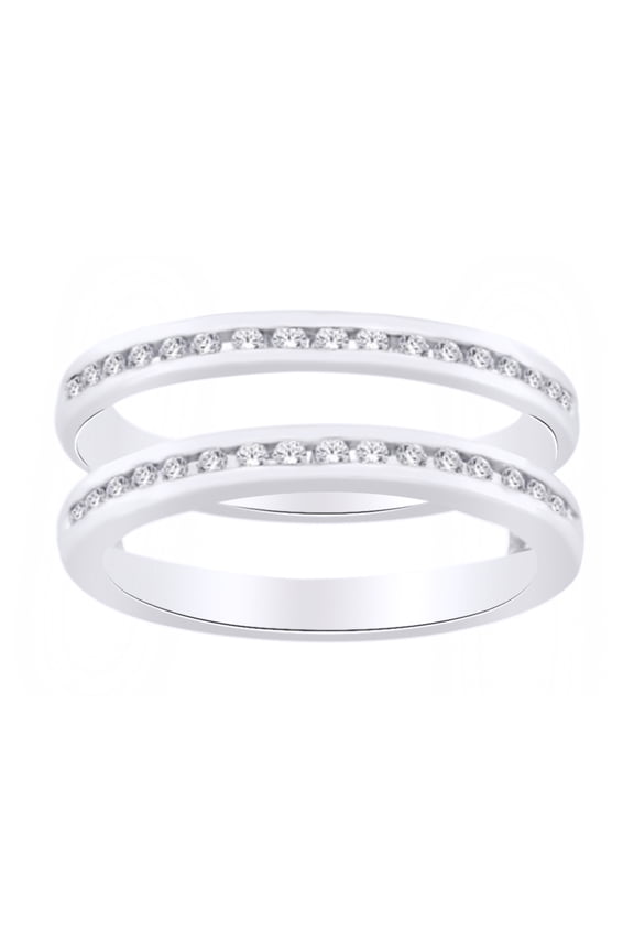 (0.4 Cttw) Round White Diamond Ring Guard Enhancer In 14K Solid White Gold