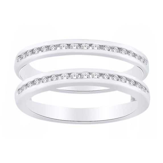 AFFY (0.4 Cttw) Round White Diamond Ring Guard Enhancer In 14K Solid White Gold