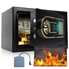 0.4 Cuft Fingerprint Safe Box, Electronic Digital Security Safe with Alarm & Fireproof Bag for Home Office Hotel
