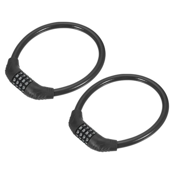 0.4 Feet Bike Lock Cable, 4 Digit Resettable Combination Security Cable Lock Self Coiling Cable Lock Bike Bicycle Lock Combination Portable Lock Black Pack of 2