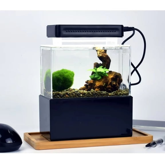 0.4 Gal Mini Desktop Saltwater Aquarium w/ Bottom Filter, Ultra-Clear Acrylic, Quiet Fish Tank