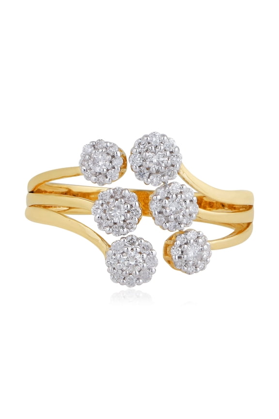 0.4 TCW Solid 18Kt Yellow Gold SI Clarity HI Color Diamond Cuff Ring