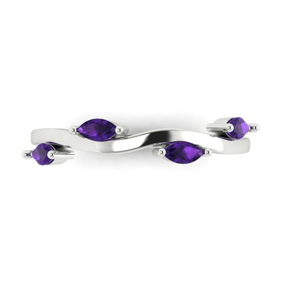 0.4 ctw Wedding Band for Women - 18K White Gold Natural Amethyst Stackable Eternity Ring