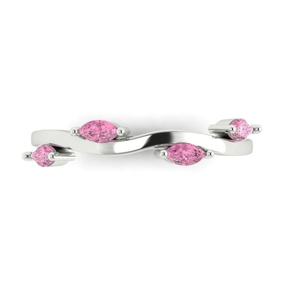 0.4 ctw Wedding Band for Women - 18K White Gold Simulated Pink Diamond Stackable Eternity Ring
