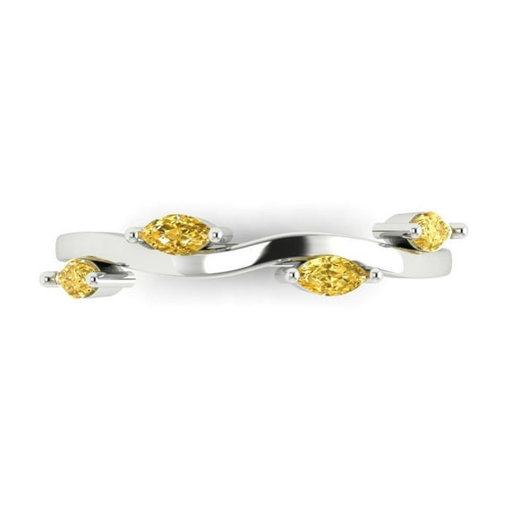 0.4 ctw Wedding Band for Women - 18K White Gold Simulated Yellow Diamond Stackable Eternity Ring