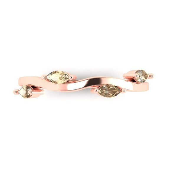 0.4 ct Brilliant Marquise Cut Synthetic Yellow Moissanite 18K Rose Gold Stackable Band SZ 3.75