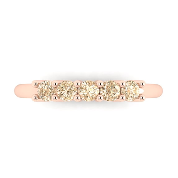 0.4 ct Brilliant Round Cut Natural Morganite 18K Rose Gold Stackable Band SZ 10.75