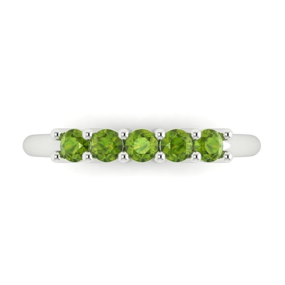 0.4 ct Brilliant Round Cut Natural Peridot 18K White Gold Stackable Band SZ 11