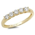 thumbnail image 1 of 0.4 ct Brilliant Round Cut Real Genuine Natural Diamond SI1-SI2 I-J Solid Real 14K Yellow Gold Stackable Engagement Designer Art Deco Dainty Promise Wedding BW/ size 4.5, 1 of 6