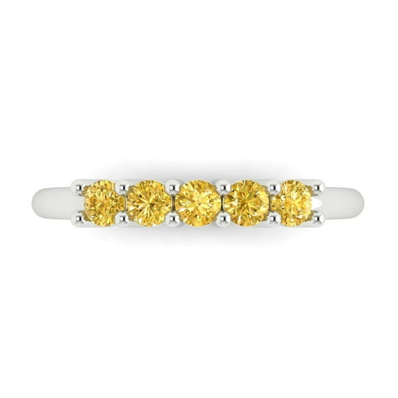 0.4 ct Brilliant Round Cut Simulated Yellow Diamond 18K White Gold Stackable Band SZ 4.75