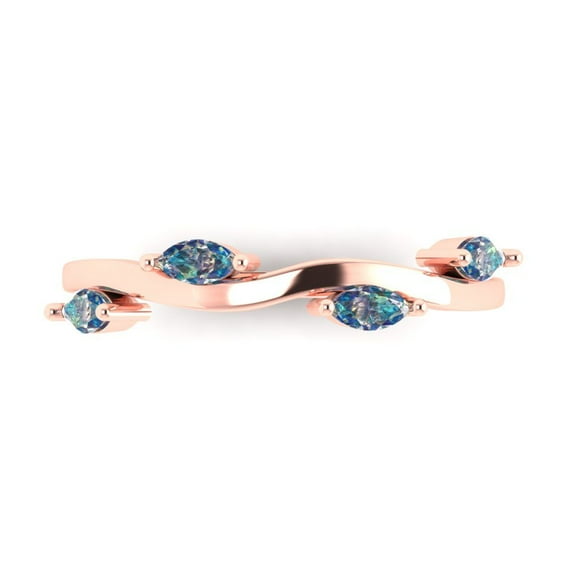 0.4 ctw Wedding Band for Women - 14K Rose Gold Blue Moissanite Stackable Eternity Ring