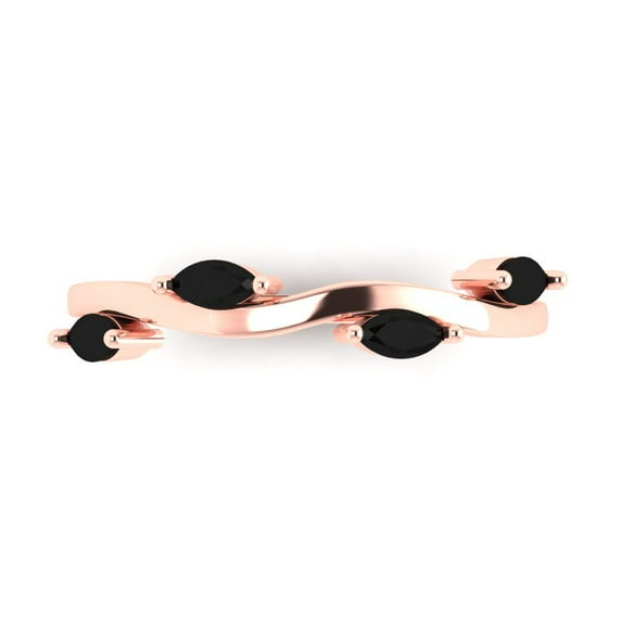 0.4 ctw Wedding Band for Women - 14K Rose Gold Natural Onyx Stackable Eternity Ring