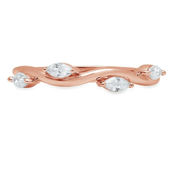 0.4 ctw Wedding Band for Women - 14K Rose Gold White Sapphire Stackable Eternity Ring