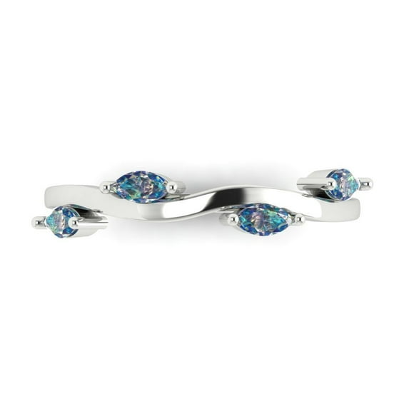 0.4 ctw Wedding Band for Women - 14K White Gold Blue Moissanite Stackable Eternity Ring