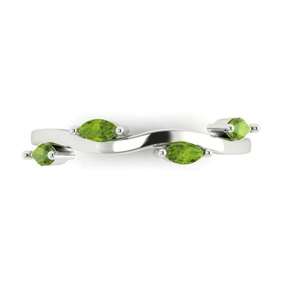 0.4 ctw Wedding Band for Women - 14K White Gold Natural Peridot Stackable Eternity Ring