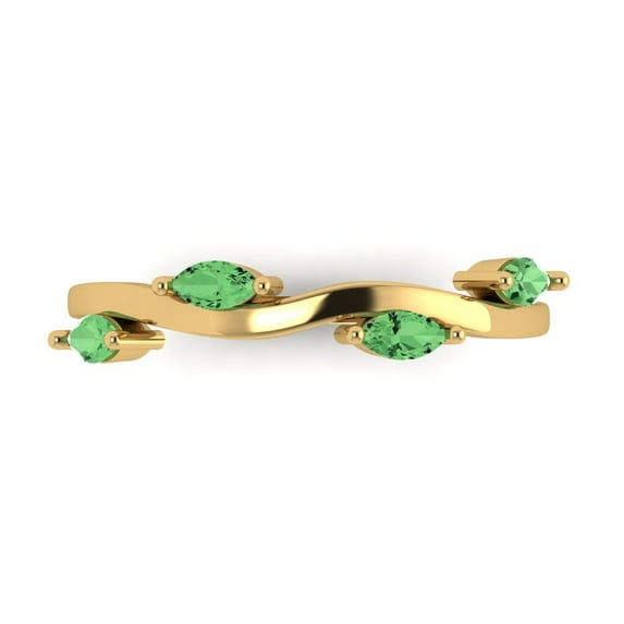 0.4 ctw Wedding Band for Women - 14K Yellow Gold Simulated Green Diamond Stackable Eternity Ring