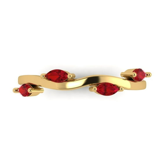 0.4 ctw Wedding Band for Women - 14K Yellow Gold Simulated Ruby Stackable Eternity Ring