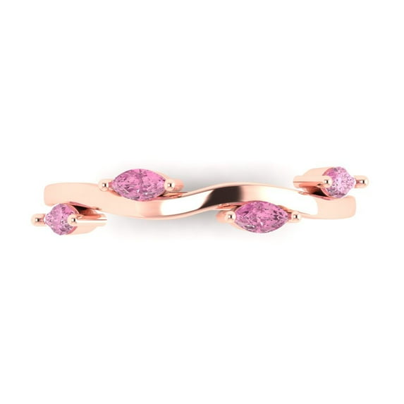 0.4 ctw Wedding Band for Women - 18K Rose Gold Simulated Pink Diamond Stackable Eternity Ring