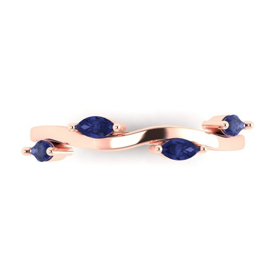 0.4 ctw Wedding Band for Women - 18K Rose Gold Simulated Tanzanite Stackable Eternity Ring