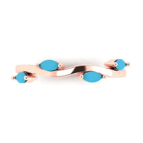 0.4 ctw Wedding Band for Women - 18K Rose Gold Simulated Turquoise Stackable Eternity Ring