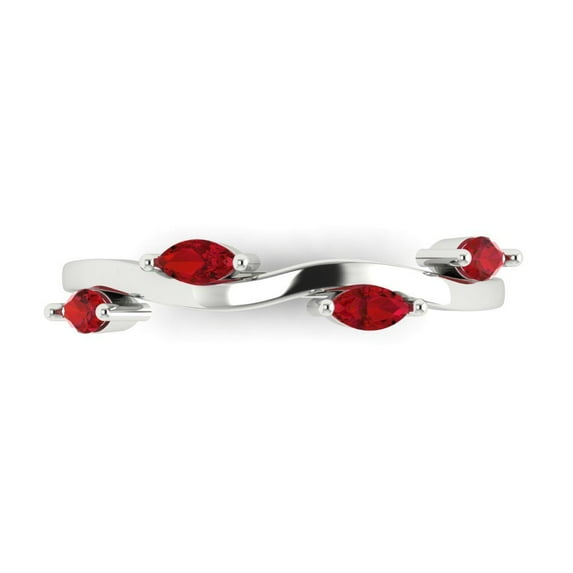 0.4 ctw Wedding Band for Women - 18K White Gold Simulated Ruby Stackable Eternity Ring