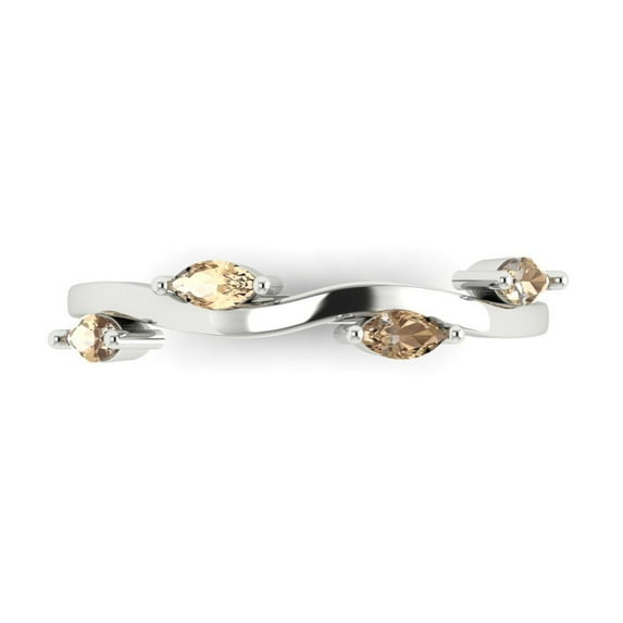 0.4 ctw Wedding Band for Women - 18K White Gold Yellow Moissanite Stackable Eternity Ring