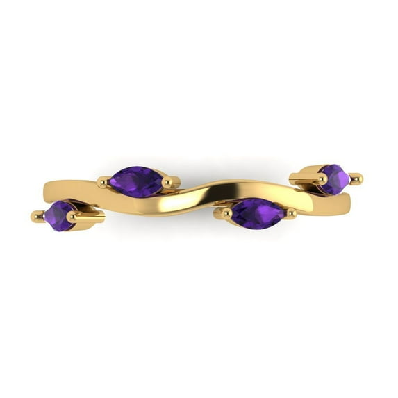 0.4 ctw Wedding Band for Women - 18K Yellow Gold Natural Amethyst Stackable Eternity Ring