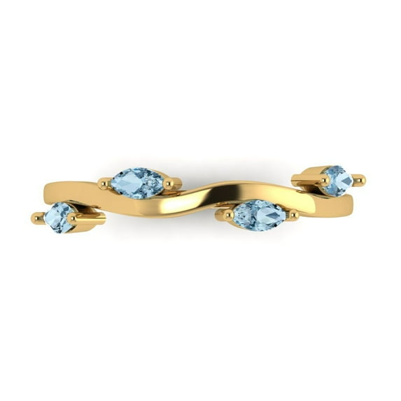 0.4 ctw Wedding Band for Women - 18K Yellow Gold Natural Sky Blue Topaz Stackable Eternity Ring